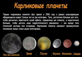 Pluto and other dwarf planets of the solar system: infographics