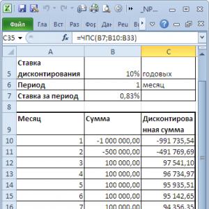 Calcul de la VAN dans Microsoft Excel